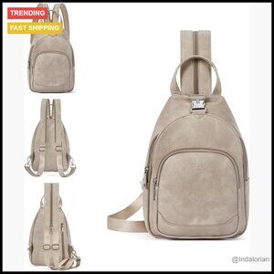 Convertible Leather Sling Backpack Crossbody Purse Travel Daypack Adjustable